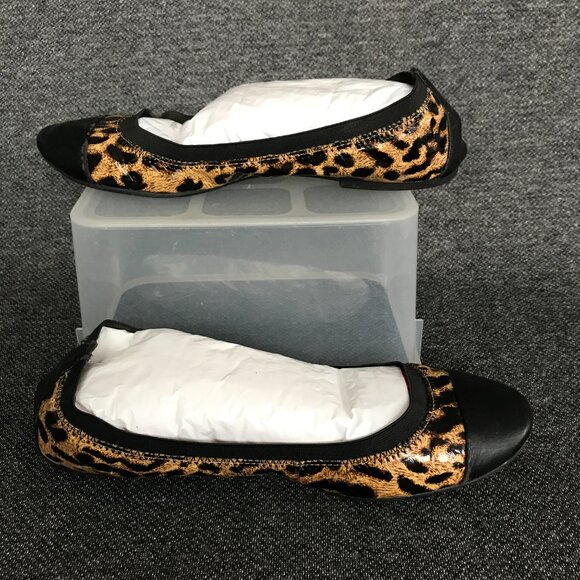 Jessica Simpson Black Brown Cheetah Print Slip On Ballet Flats Womens Size 7.5 B - Picture 2 of 8
